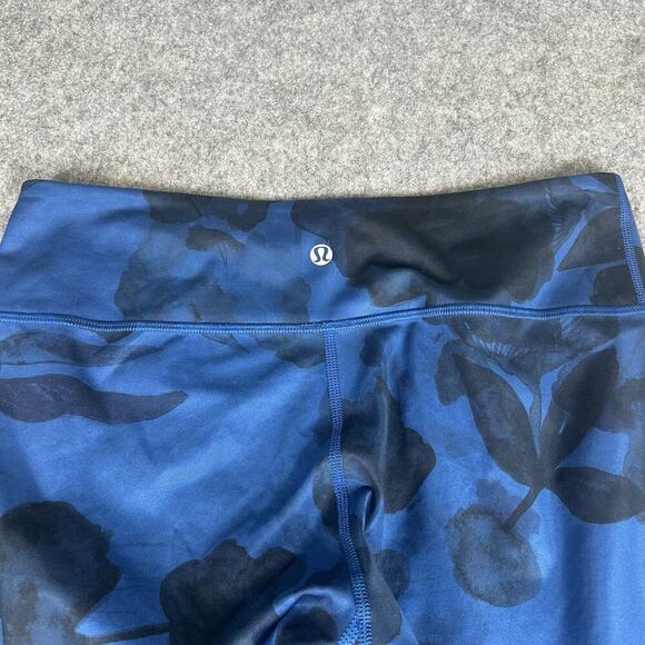 Lululemon Wunder Under Cropped Jumbo Floral Leggings Size 8 Blue Black - Picture 6 of 8